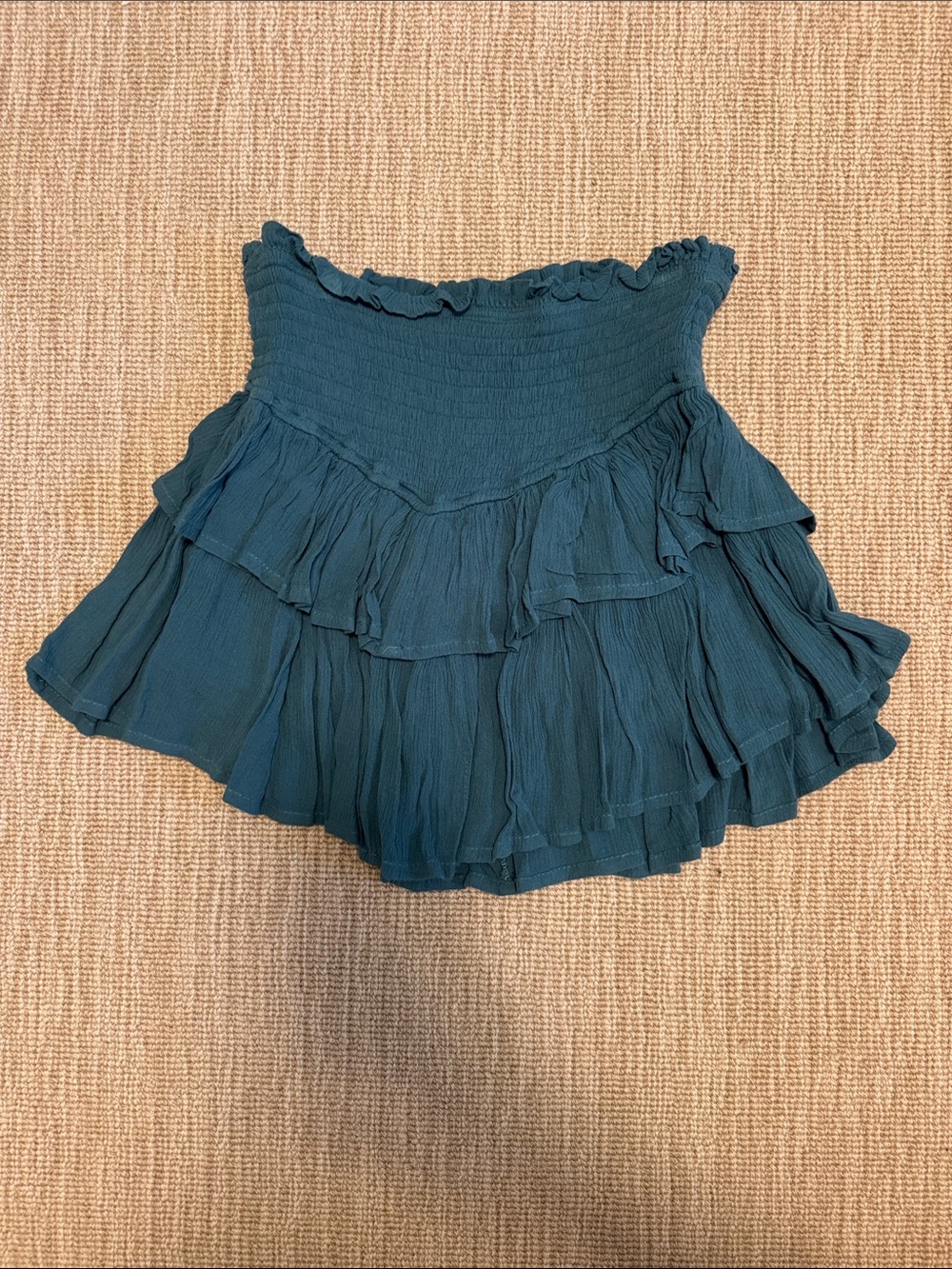 Patrons of Peace Teal Ruffled Tiered Skirt